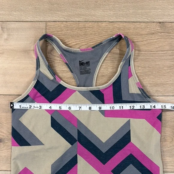 Nike Dri-Fit Women's Geometric Tank Top - Pink and Gray and Taupe - Picture 5 of 11